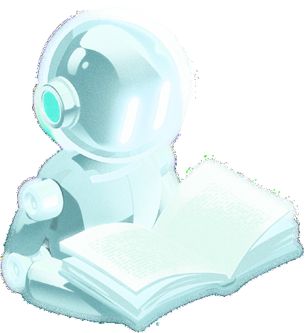 Astronaut reading a book